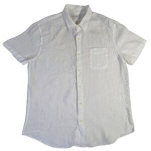 Lucky Brand Linen Shirt – L White Short Sleeve Classic Fit 7M43767